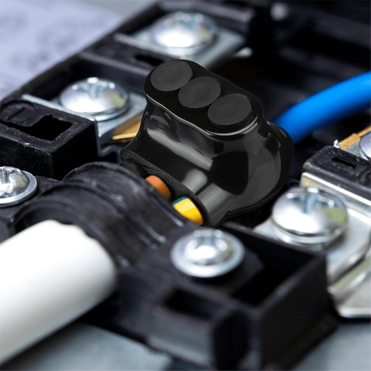 5 Pcs Black Insulated Multi Cable Connector, 3 Ports Electric Wire Connectors and Soldering Lugs,Cable Splicers 14-4AWG