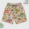thumbnail image 2 of Sunyuer Men's Swim Trunks with Compression Liner 2-in-1 Drawstring Swimming Shorts Quick Dry Beach Board Shorts with Pockets, Prehistoric Reptiles, 3XL, 2 of 8