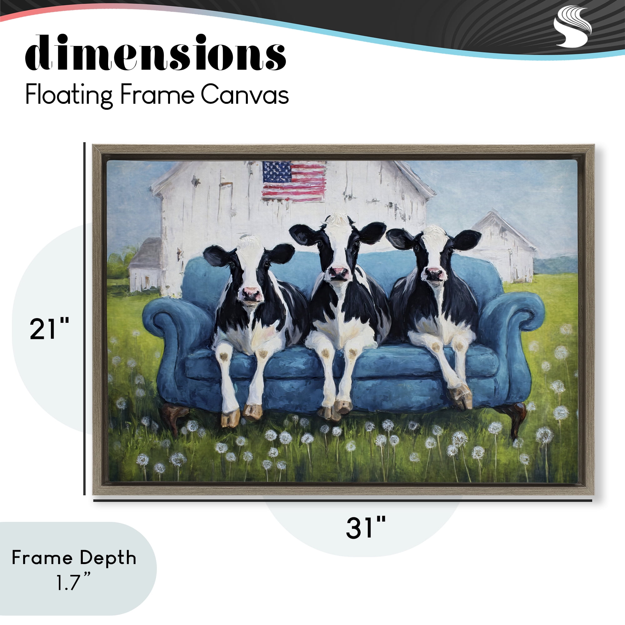 Stupell Industries Barnyard Sofa Sisters Brown Framed Floater Canvas Wall Art, design by Tina LeCour