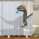 thumbnail image 1 of Cortina de ducha 3D de dinosaurios de 180 x 180 cm con 12 ganchos, color blanco, resistente al moho e impermeable., 1 of 1