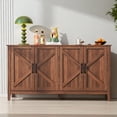 thumbnail image 2 of GZXS Farmhouse Sideboard Buffet Cabinet with 4 Doors & Adjustable Shelves, Perfect for Living Room, Bedroom, Office, Entryway - 59.06"L x 15.75"W x 31.5"H, Walnut, 2 of 7