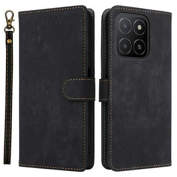 For Honor X5b X5b Plus Wallet Case RFID Blocking PU Leather Cover Stand View - Black