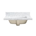 thumbnail image 3 of Zevio 25"W x 22"D Natural Marble Vanity Top in Carrara White with Ceramic Sink, 3 of 12
