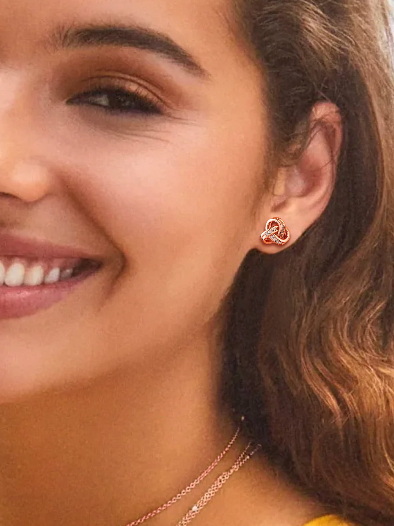 Suplight 925 Sterling Silver Cubic Zirconia Triangle Love Shape Knot Earrings Love Gifts for Women