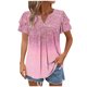 thumbnail image 1 of Camisas de Cuello de Tripulación de Manga Corta para las Mujeres Plisado Mangas de Ruffle, Cuello Redondo Casual Primavera Y Blusa de Verano, 1 of 7