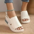 thumbnail image 3 of Dakaela Women's Platform Sandals Comfort Slip on Summer Beach Shoes Open Toe Slingback Wedge Slides, 3 of 7