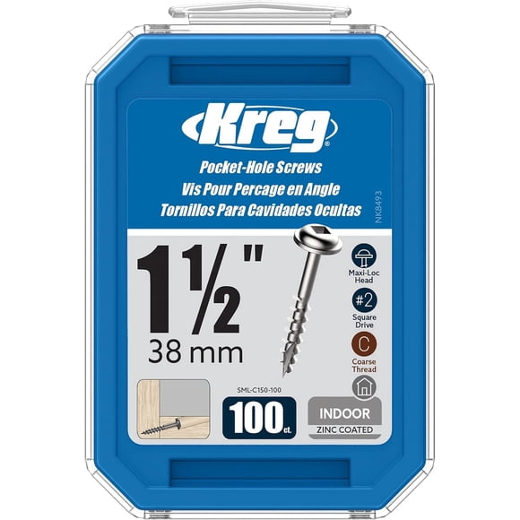 Tornillos Kreg SML-C150-100 Recubiertos de Zinc 1,5" 100 unidades