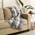 thumbnail image 3 of French Blue Tri Color Check Throw, 3 of 3