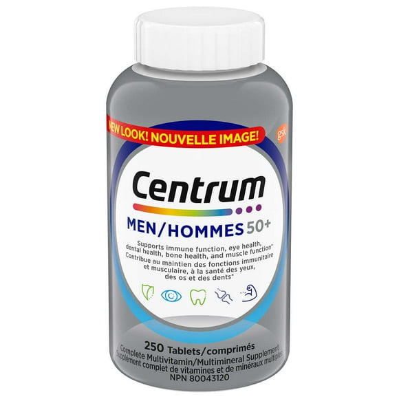 Centrum Supplément Multivitaminé et Minéral Complet pour Hommes 50+ - 250 Comprimés