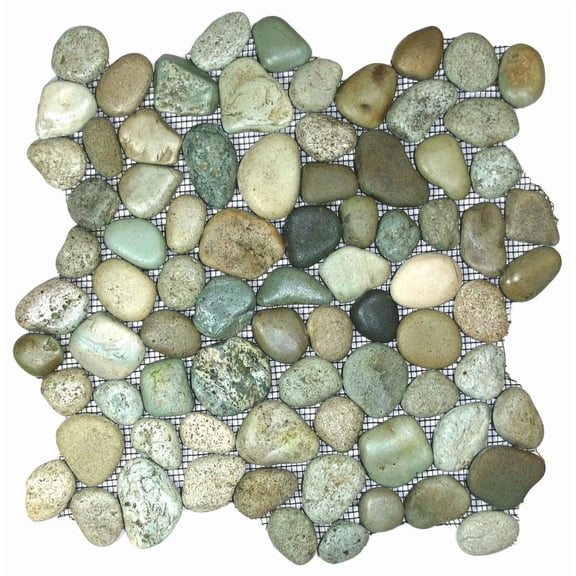 CNK Tile Sea Green Pebble Tile 12x12 Natural Stone Mosaic for Bathroom Shower Kitchen Backsplash Outdoor Decor - Pack of 1