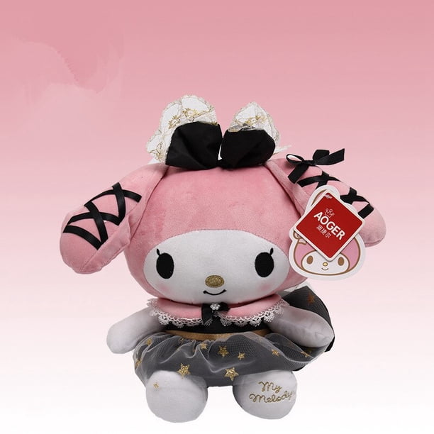 Sanrio-peluche de Hello Kitty para niños, juguete de felpa suave de 30cm, Kawaii, serie negra y dorada, Kuromi
