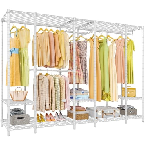 VIPEK V50i Extra Large Portable Closet Rack Bedroom Armoire Freestanding Wardrobe Closet, Heavy Duty Multi-Functional Metal Clothing Rack for Hanging Clothes, Max Load 1300lbs, White
