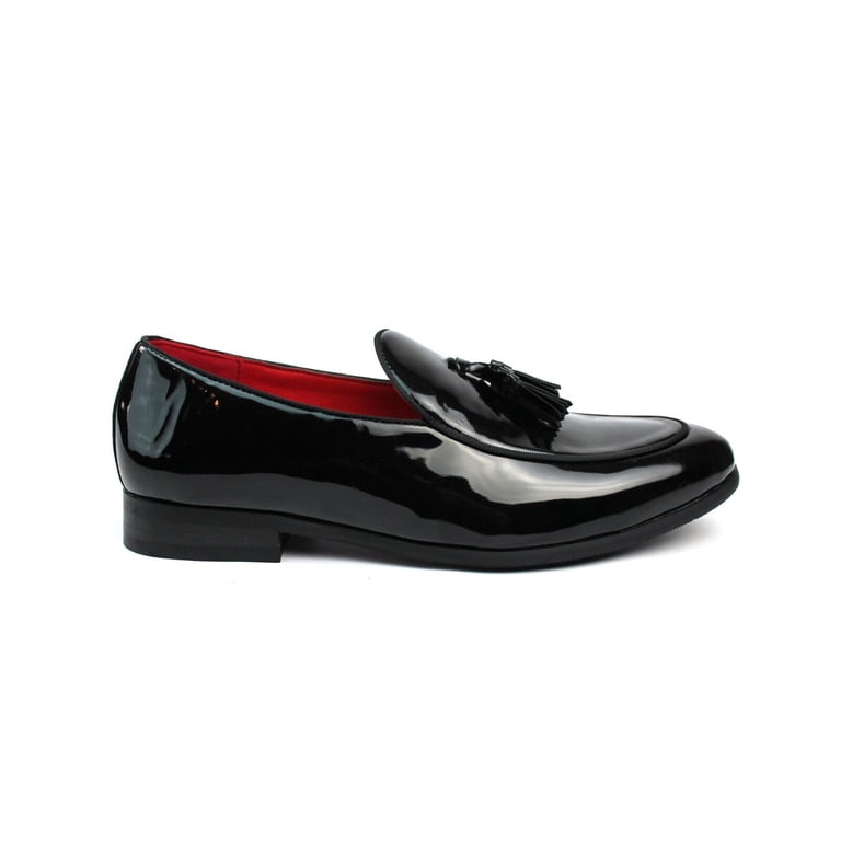 Genuine Leather Patent Black Slip On Men display picture 1