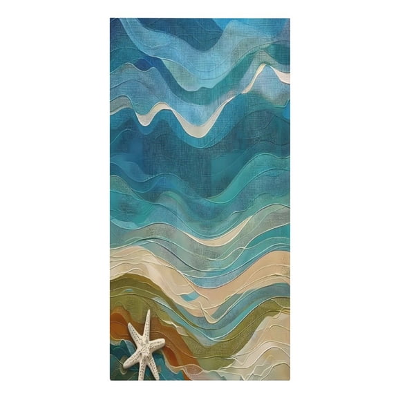 RKSupls Starfish Beach Waves Microfiber Beach Towel Absorbent Compact Towels for Swimming Pool Beach Travel Things for Vacation Essentials Adult Gift,61.4×30.3Inch
