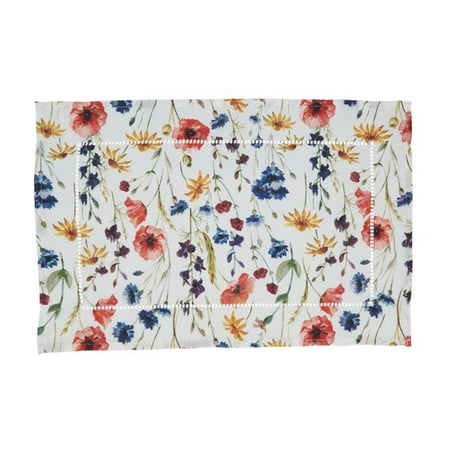 

14 x 20 in. Floral Hemstitch Oblong Placemats Multi Color - Set of 4