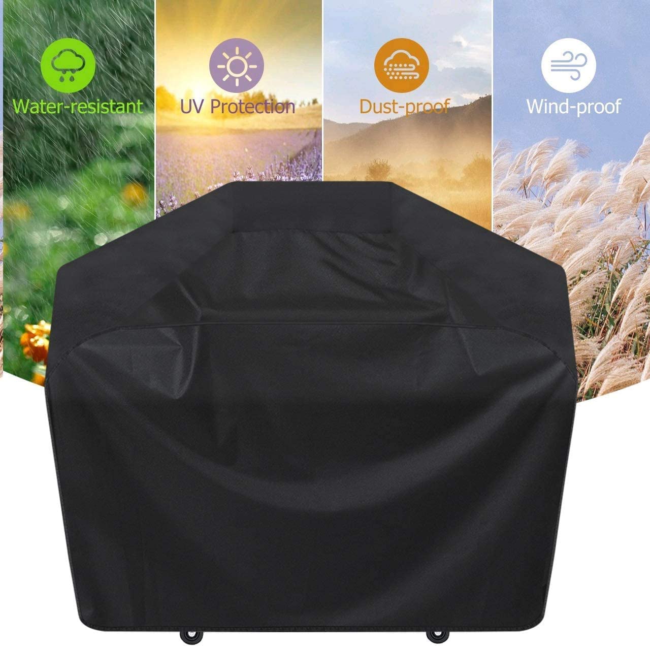 BBQ Grill Cover, 58-inch Waterproof Heavy-Duty Premium BBQ Grill Cover Gas Barbeque Grill Cover -Large((L:58" W: 24" H:46") Black - image 3 of 8