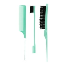 Unique Bargains 3pcs Women Durable Rat Tail Comb for Curly Straight Wavy Wet Thin Hair ABS Green