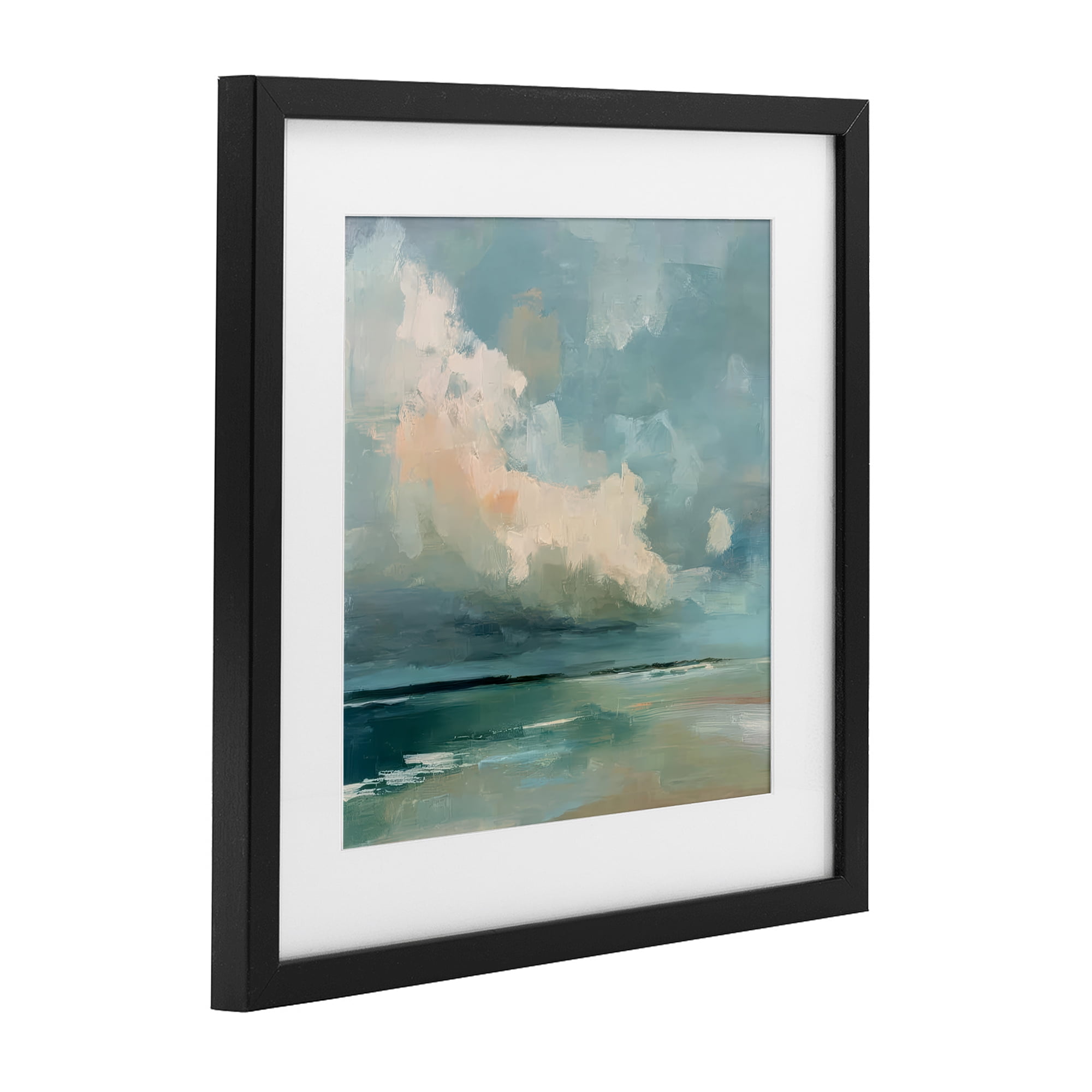 Stupell Industries Stormy Beach with Overhead Clouds Black Framed Print Under Glass, design by Kim Curinga