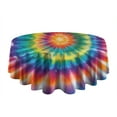 thumbnail image 5 of Rainbow Tie Dye Mandala Pattern Round Tablecloth 60"x60",Wrinkle Wipeable Table Cloth for Kitchen Dining Room Picnic Patio Party, 5 of 6