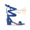 thumbnail image 3 of BLISSFUL STEP Strappy Heels Open Toe Block Heel Lace Up Sandals for Women Royal Royal Blue 8.5, 3 of 6