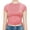 Pink, variant on FashionMille Women's Ruched Side Shierred String Trim Short Sleeve Soft Crop Top - Made in USA