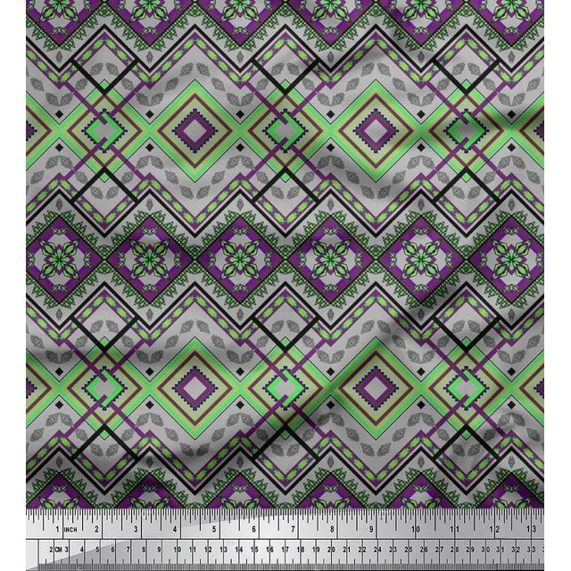 Soimoi Velvet Fabric Geometric Kilim Printed Craft Fabric by The Yard 58 Inch Wide