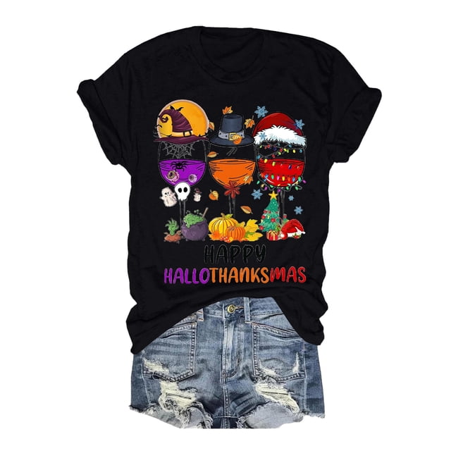 WEAIXIMIUNG T-Shirt à Manches Courtes Col Rond Imprimé Festif pour la Saint-Valentin pour Femmes