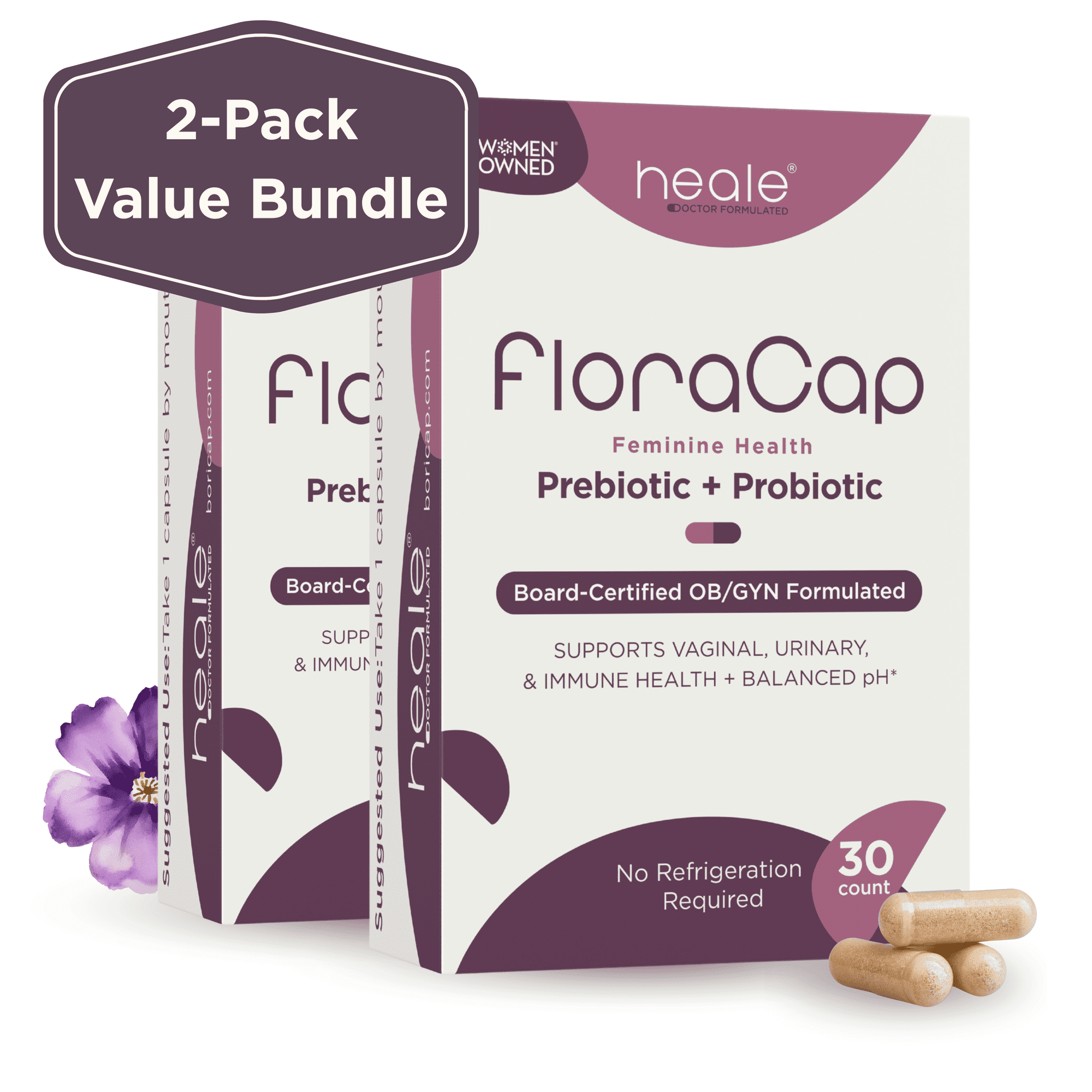Heale - FloraCap Probiotic for Women - Healthy Vaginal Flora, Healthy Urinary Tract - Two Pack