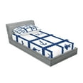 thumbnail image 2 of Ambesonne Ocean Fitted Sheet & Pillow Sham Set, Starfish Anchor Sealife, Twinxl, Navy Blue and White, 2 of 2