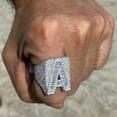 thumbnail image 2 of Men's Real Solid 925 Sterling Silver Initial Letter A Iced Baguette Flooded Out Big Hip Hop Ring Size 12, 2 of 10