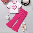 thumbnail image 6 of RMGVDSD Girls 2 Piece Summer Outfits Fashion Clothes For Girl Heart Print Short Sleeve Tops And Bell Bottom Pants School Casual Kids Clothing Sets 9-10 Years, 6 of 8