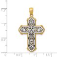 thumbnail image 4 of 14k Yellow Gold with Rhodium Solid Reversible Diamond-cut Filigree Cross Charm Pendant, 4 of 7