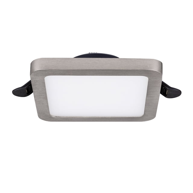 Estevez luminario LED empotrable FLAT DECO SQUARE CCT, 6 Watts, 3 temperaturas, regulable, níquel