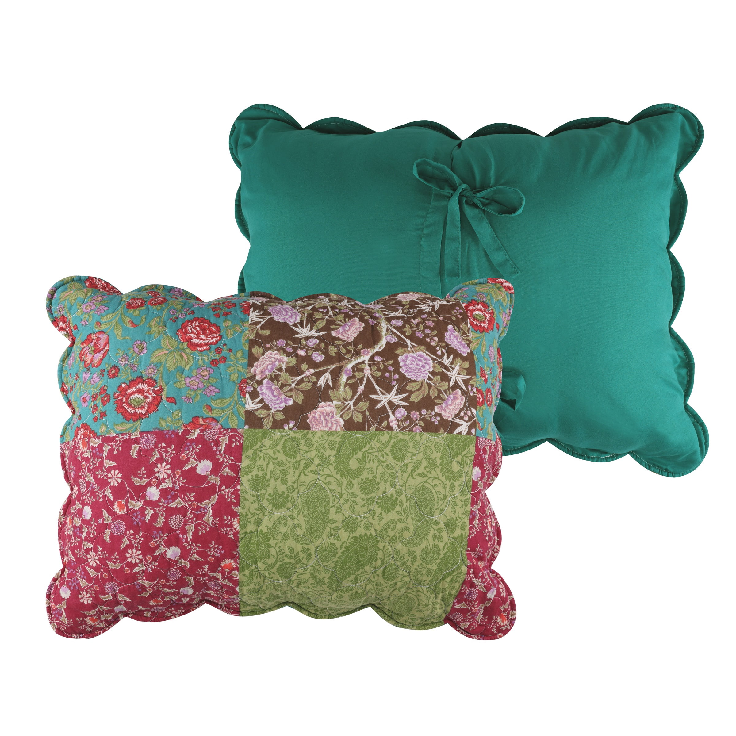 Greenland Home Fashions Danica Cotton-Rich Quilted Patchwork Print Pillow Sham, All Ages, King