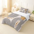 thumbnail image 2 of Homewish Bohemian Abstract Lines Twin Comforter Sets,Mid-Century Artwork Bedding Set,Beige,Reversible,2 Pieces,1 Comforter and 1 Pillowcase, 2 of 7