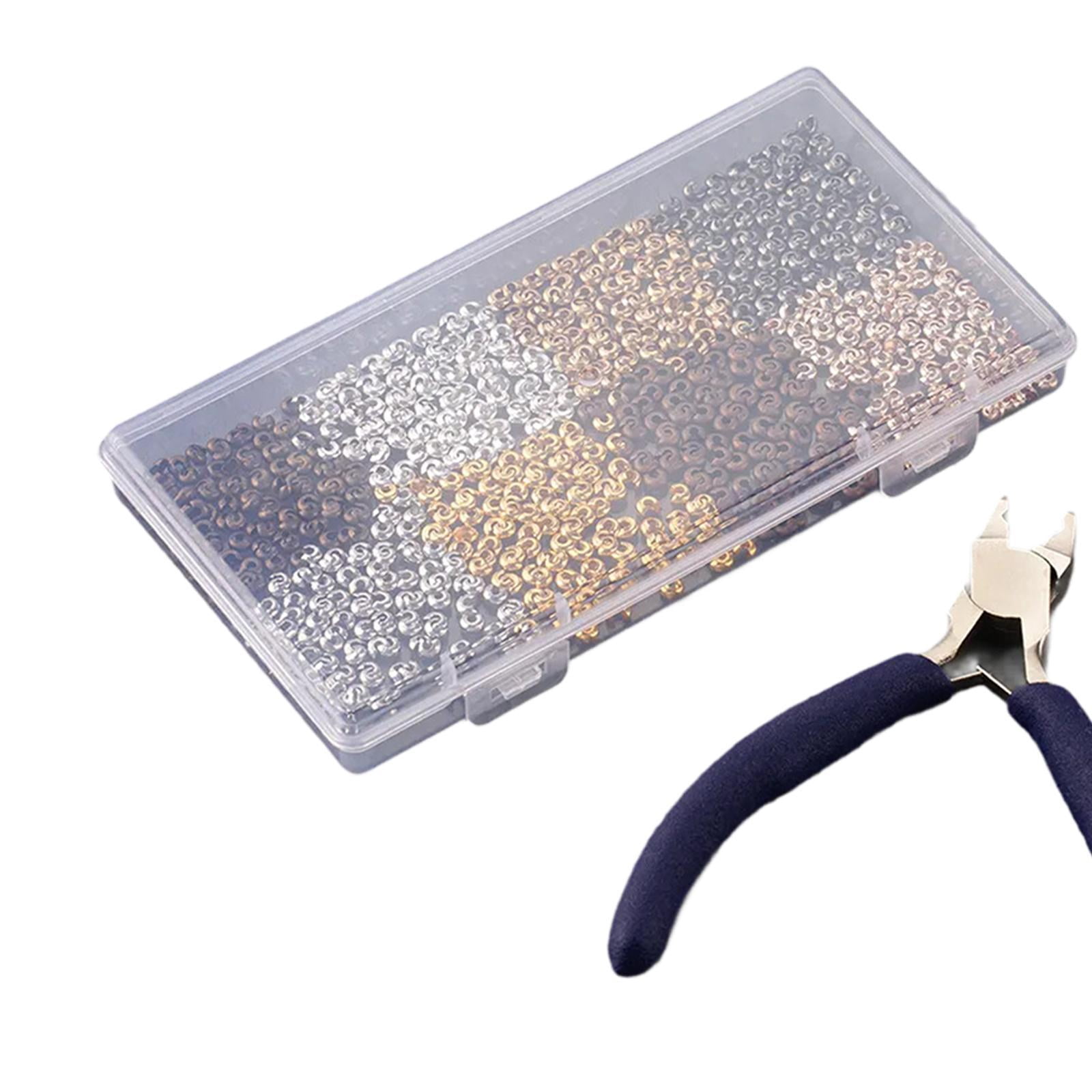 Milageto 800 Pieces Crimp Beads Covers, 3mm Crimping Beads, Tube Crimp Beads with Pilers,