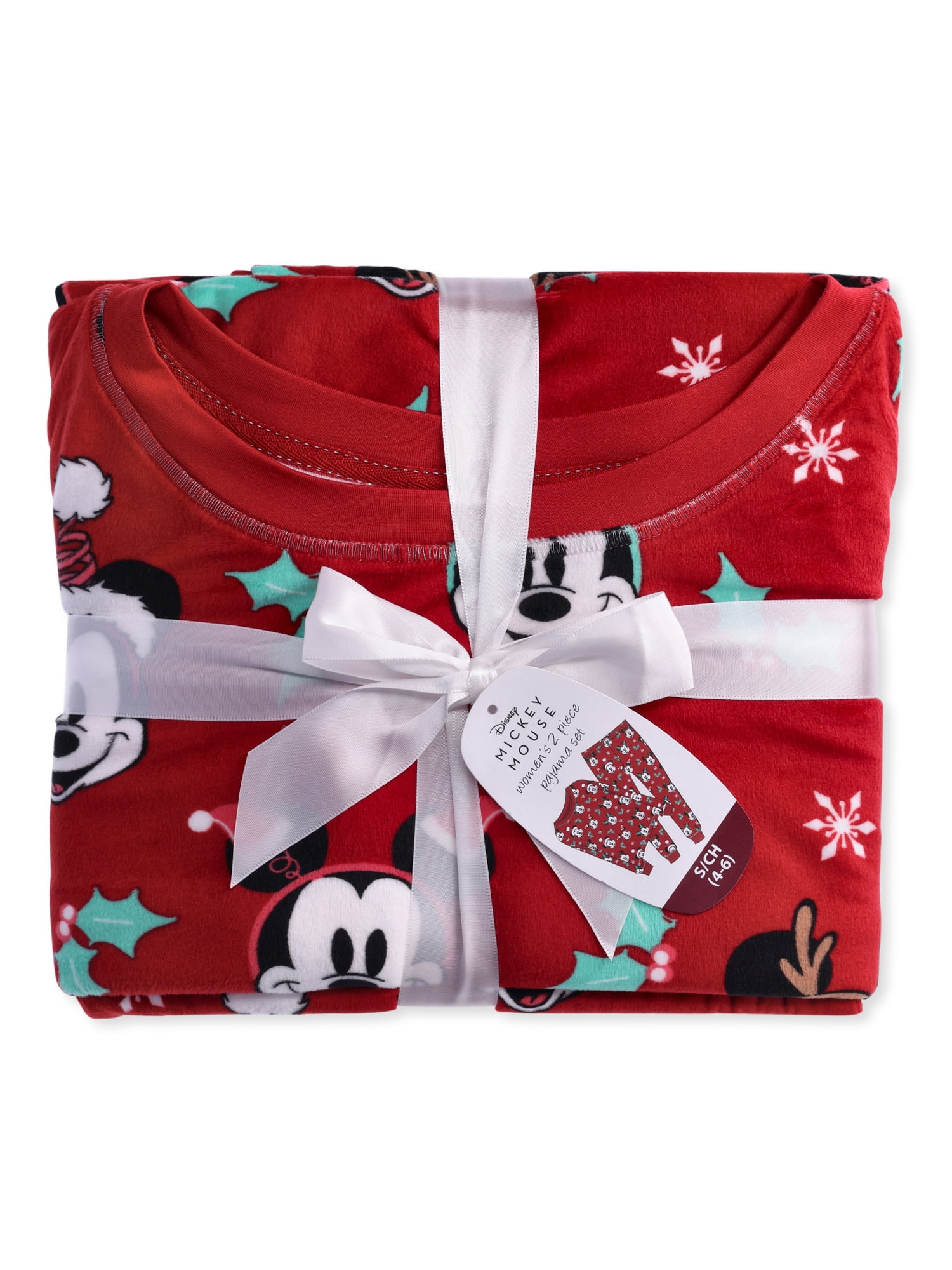Mickey Mouse Women's Christmas Top and Pants Pajama Set, 2-Piece, Sizes S-3X