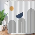 thumbnail image 3 of Boho Shower Curtain Mid Century Modern Shower Curtains For Bathroom Black and White Striped Minimalist Geometric Bohemian Shower Curtain Set Waterproof Fabric Bathroom Curtain 72x72 Inches, 3 of 6