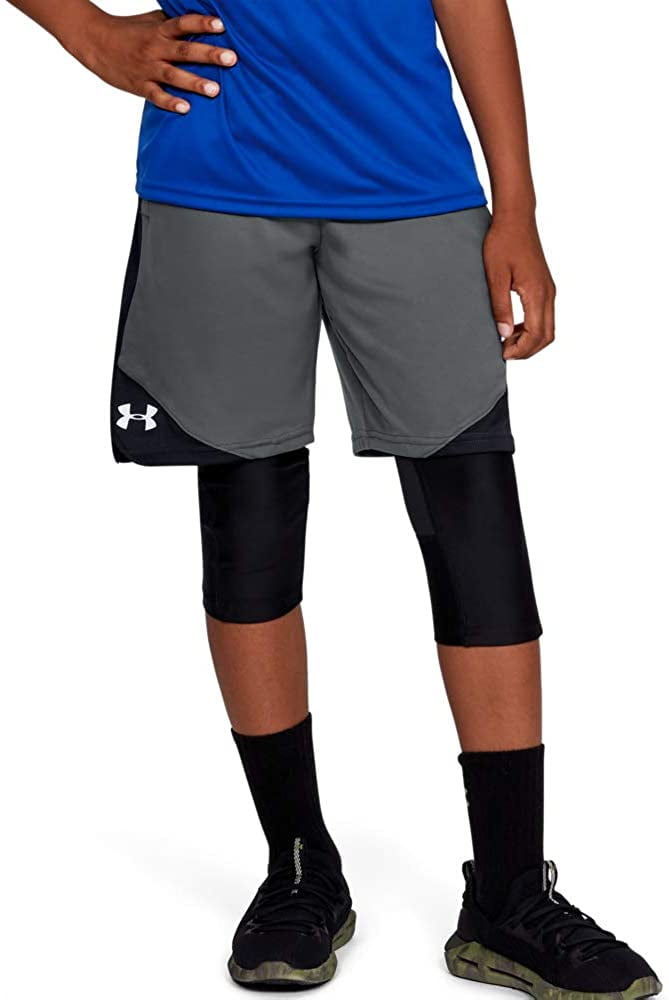 Under Armour Boys' Stunt 2.0 Workout Gym Shorts, Pitch Gray (012)/White