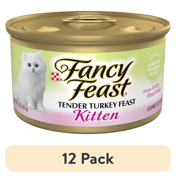 (12 pack) Purina Fancy Feast Kitten Food, Wet Cat Food, Tender Turkey Feast, 3 oz Can