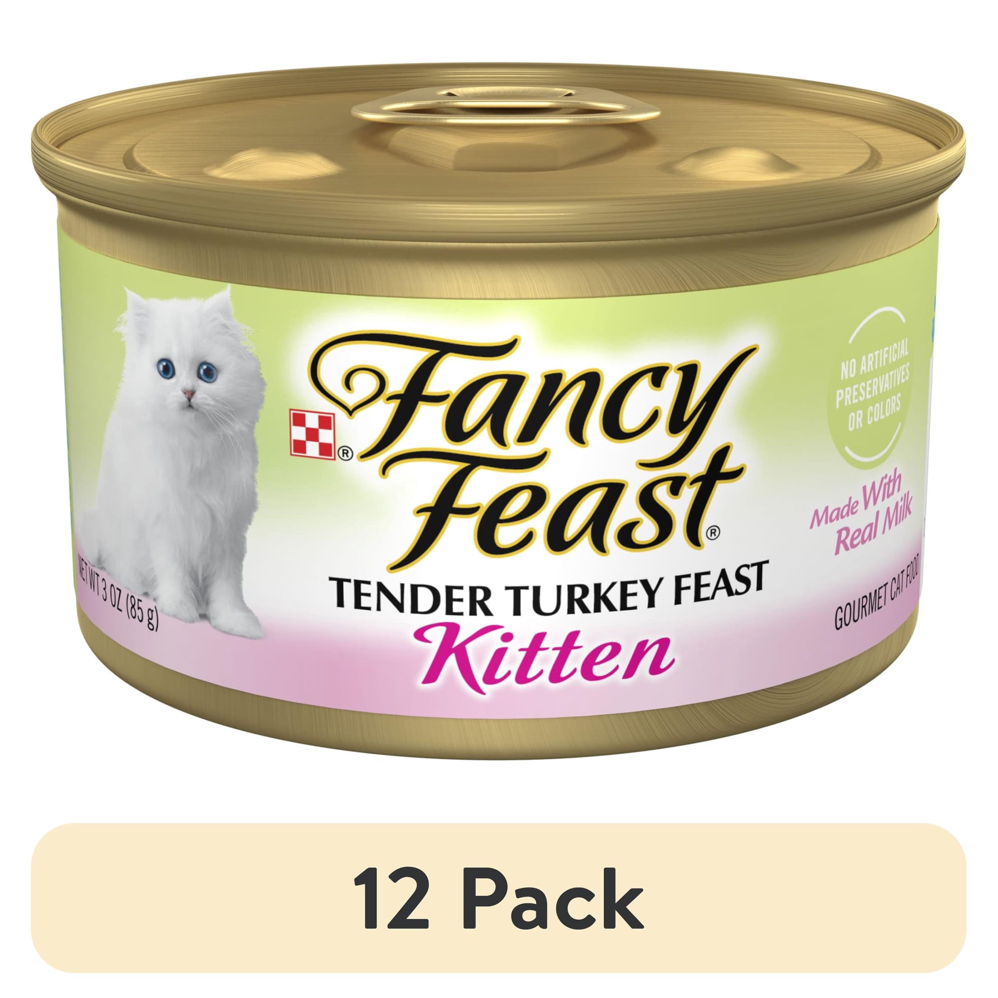 (12 pack) Purina Fancy Feast Kitten Food, Wet Cat Food, Tender Turkey Feast, 3 oz Can