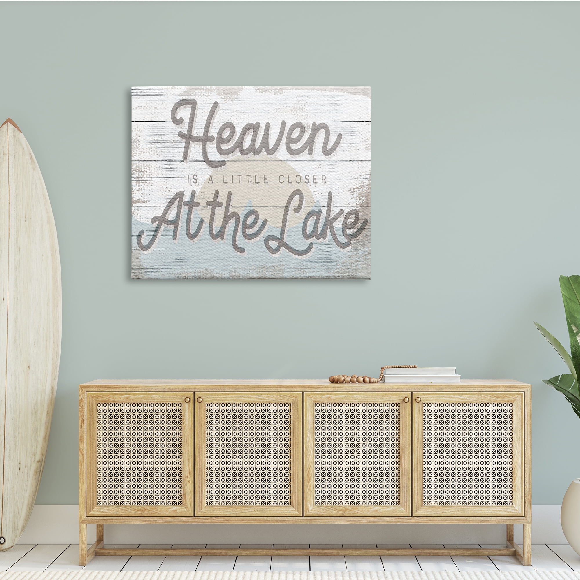Stupell Industries Heaven's Closer at the Lake Phrase Sunrise Waves, 48 x 36, Design by Daphne Polselli