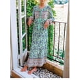 thumbnail image 4 of Vintage Chic Fashion Bohemian Women Floral Print Flare Sleeve Maxi Dresses Ladies Ruffles Holiday Boho Dress Vestidos Robe, 4 of 4