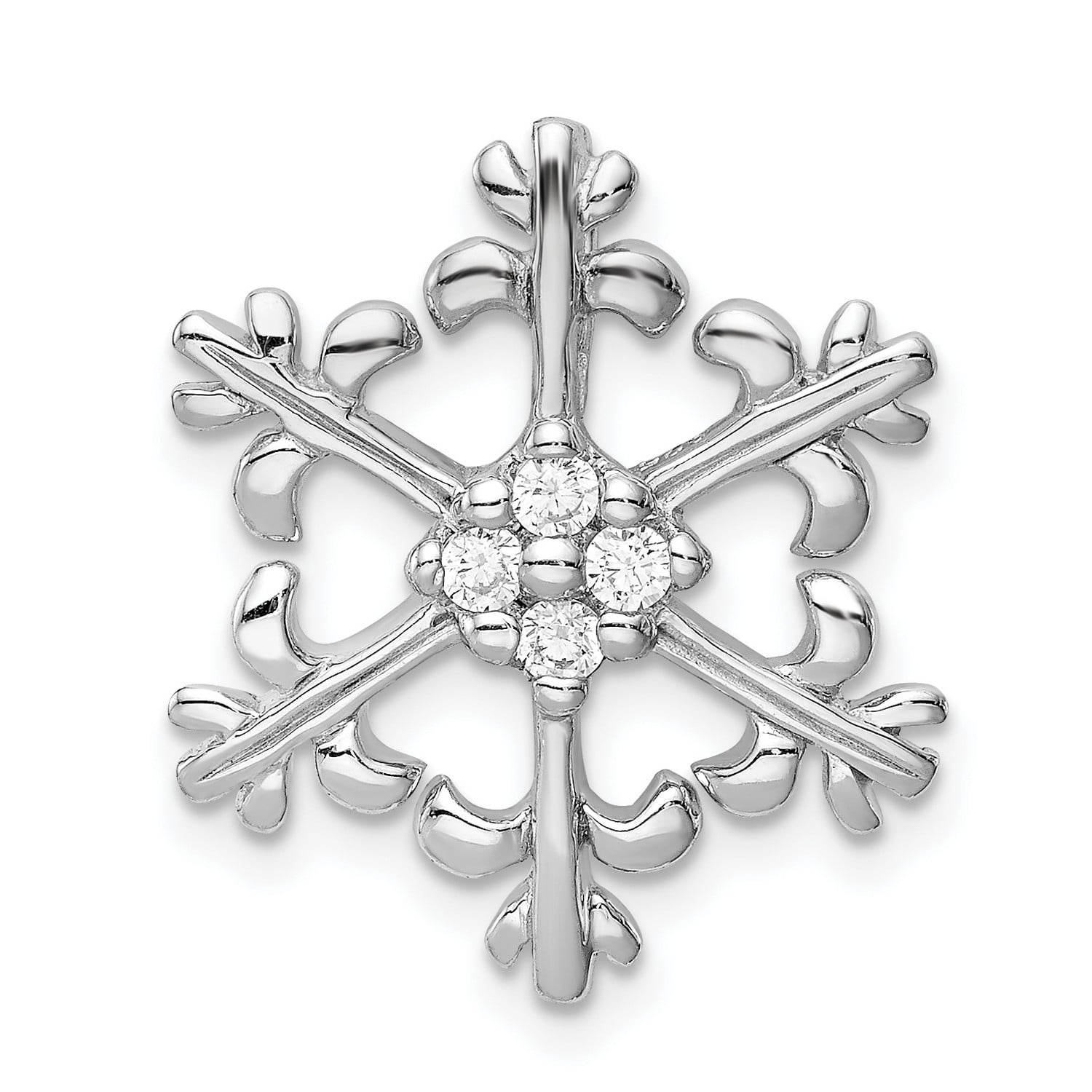 Best Quality Free Gift Box Sterling Silver Cz Snowflake Slide