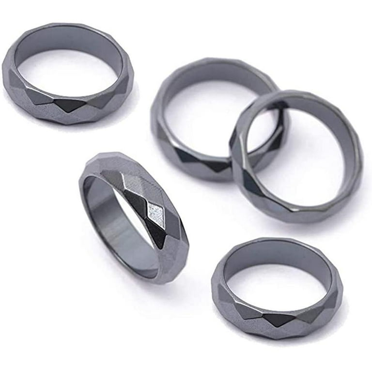 Hematite Ring for Women Men Black Hematite Stone Ring Anxiety
