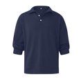 thumbnail image 4 of Long Sleeve Polo Sweaters for Men Classic Button Golf Shirt Casual Collared Thermal Work Pullover Tops Navy S, 4 of 5