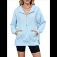 thumbnail image 1 of Suéter Holgado de Larga con Capucha y Bolsillos con Cremallera para Mujer, Otoño e Invierno Azul L, 1 of 10