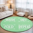 thumbnail image 2 of Laundry 3FT Round Area Rugs Wash Dry Fold Repeat Arrows Love Heart Green Soft Small Round Rug Non-Slip, Ultra-Thin Indoor Circle Carpet for Bedroom Entryway Kitchen Bathroom, 2 of 9