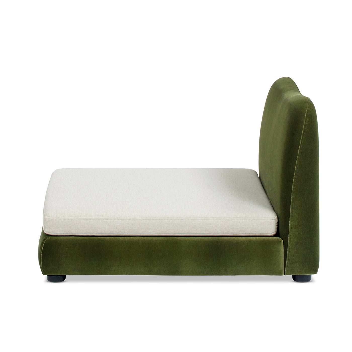 Roman Upholstered Small to Medium Pet Bed Dog or Cat, Olive Green Performance Velvet