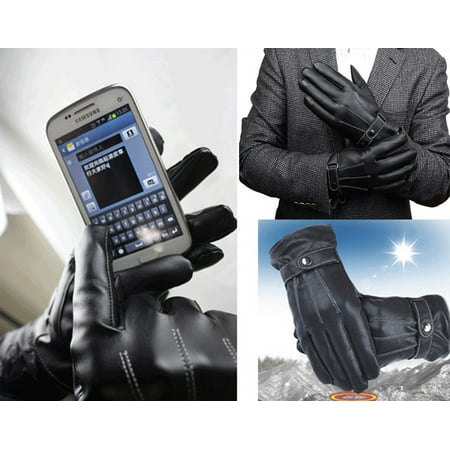 H2o Motorcycle Gloves - Intbuying Men Black Leather Winter Warm Motorcycle Biker Full Finger Touch Screen Gloves #241055